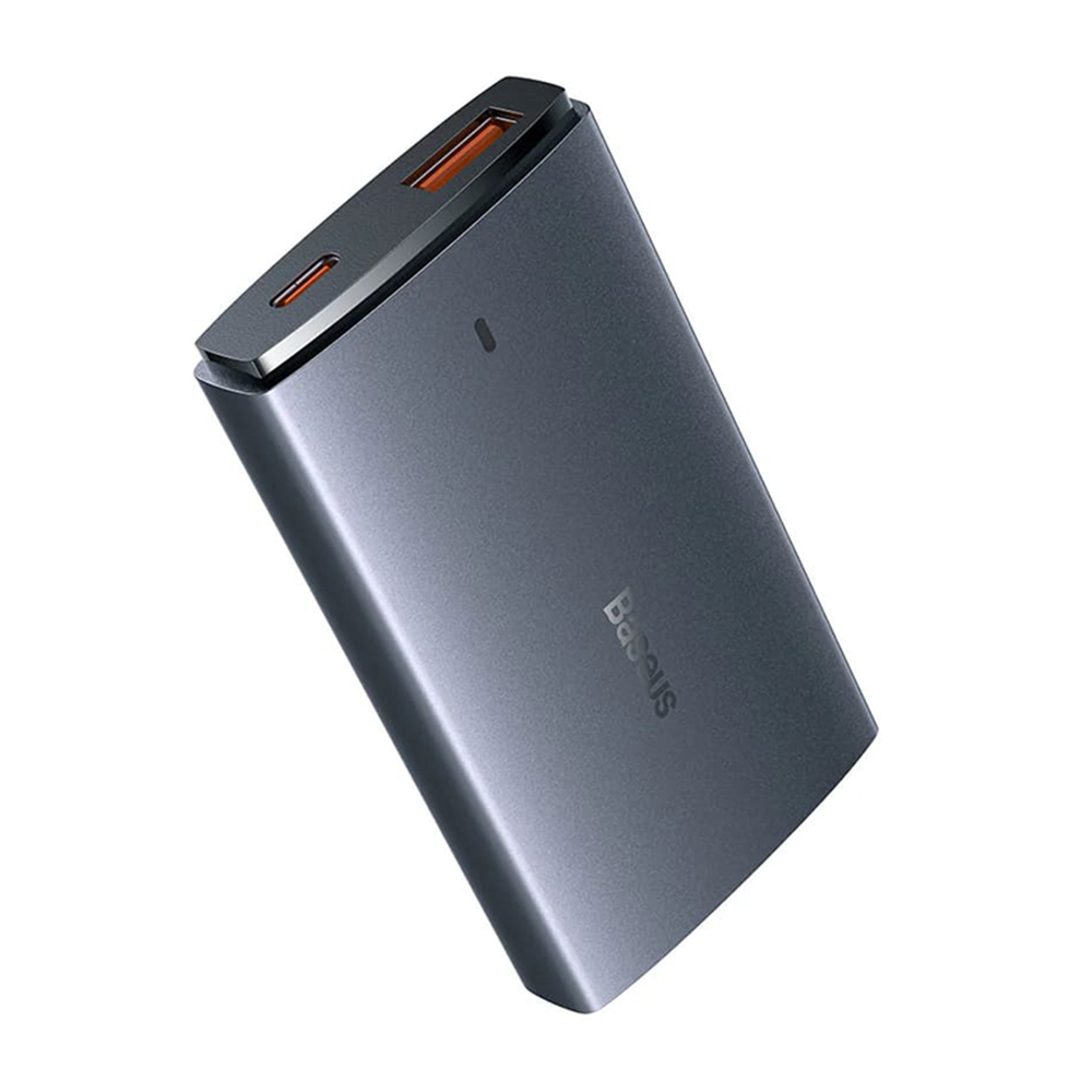 Baseus - Fali Töltő (CCGP150113) - GaN5 Pro Lapos Kialakítás, USB, Type-C, UE és UK Csatlakozóval, Type-C Kábel - Szürke-4
