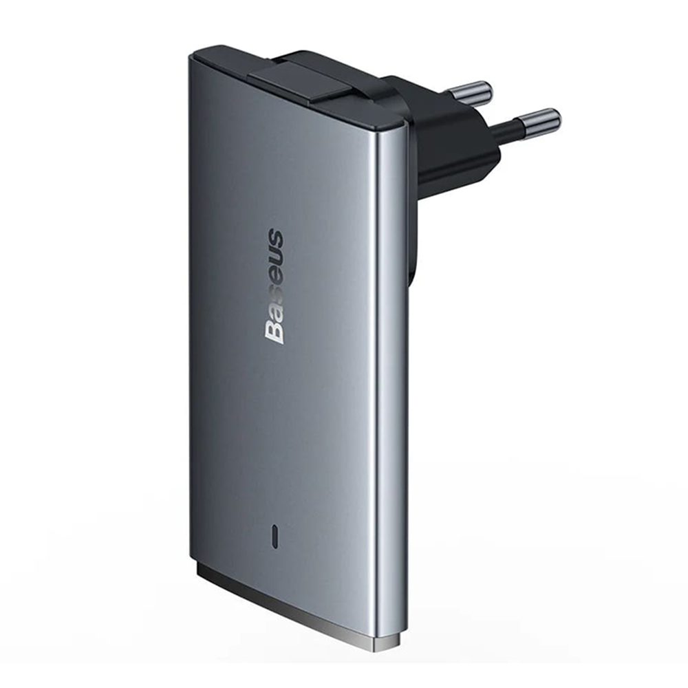 Baseus - Fali Töltő (CCGP150113) - GaN5 Pro Lapos Kialakítás, USB, Type-C, UE és UK Csatlakozóval, Type-C Kábel - Szürke-5