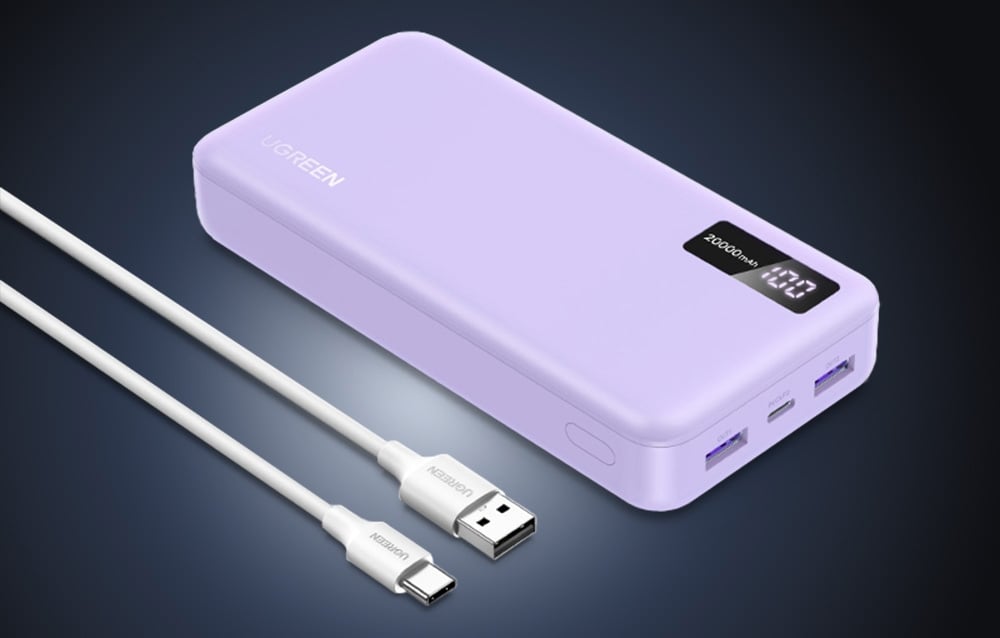 Ugreen PB312 20000mAh Powerbank, 2x USB + USB-C, 20W (Lila)-1