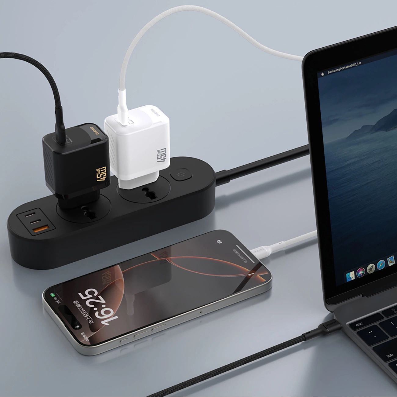 Dudao A28 45W GaN USB-C Fali Töltő adapter - Fehér-1