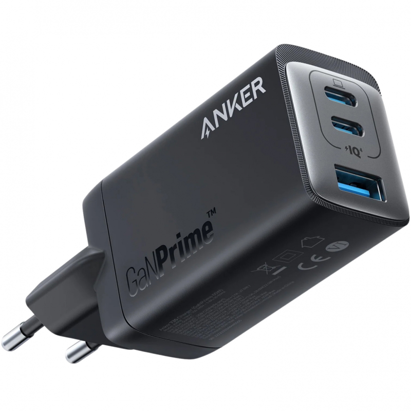Fali töltő Anker 735 GaNPrime III, 65W, 3A, 1 x USB-A - 2 x USB-C, Fekete A2668311-0