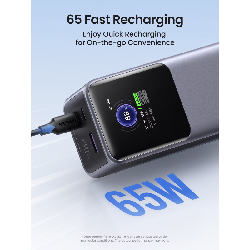 Powerbank UGREEN PB722, 25000mAh, 200W, QC + PD, Szürke-4