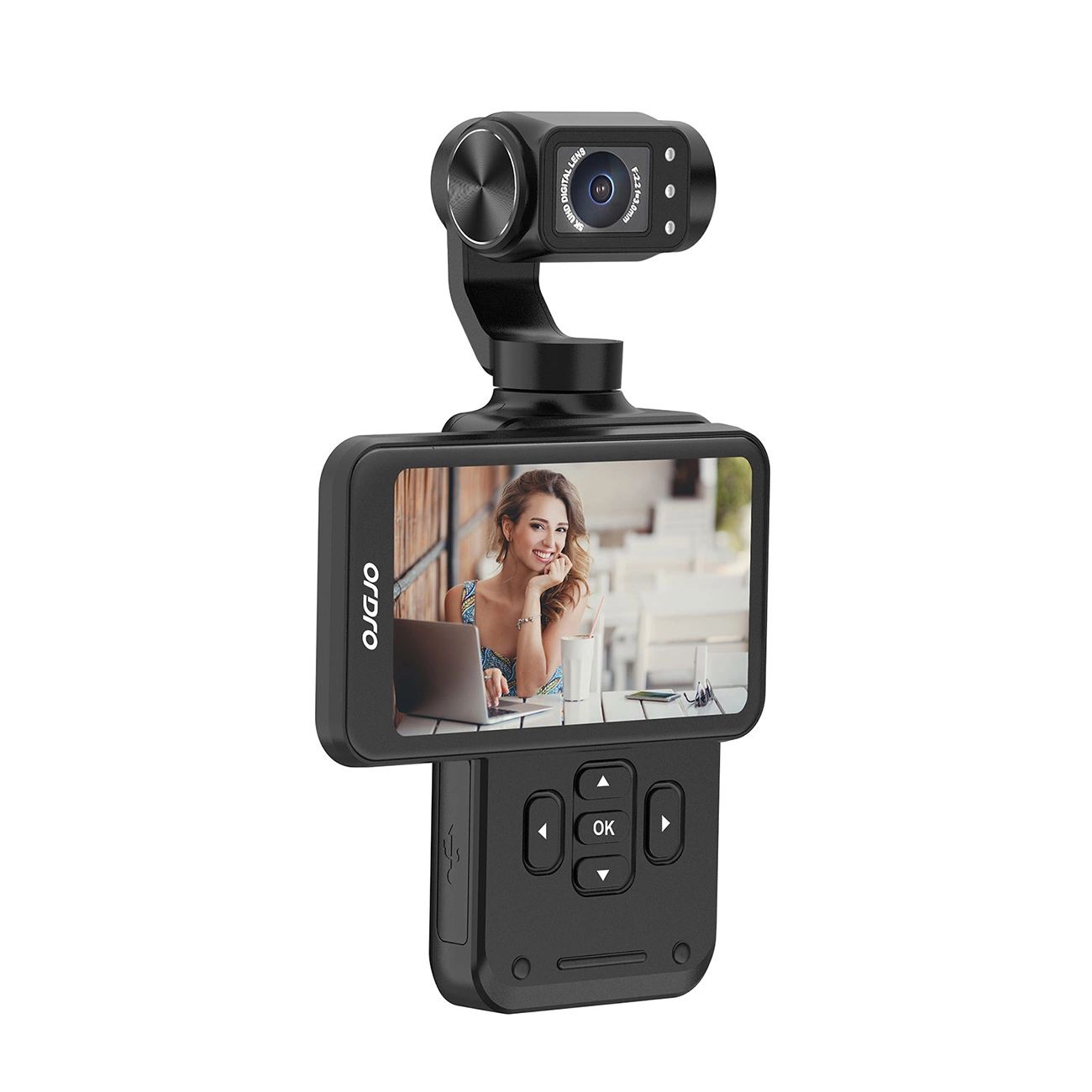 Ordro Pocket M5 3-tengelyes Gimbal Kamera, 5K, vlogoláshoz és YouTube videókhoz – Fekete-0