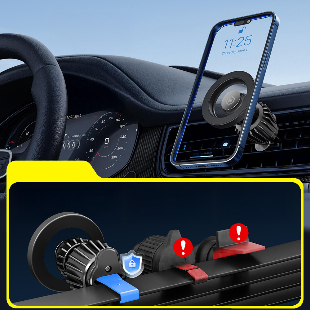 Blavec Autós tartó BH-16A Carbon mágneses Magsafe szellőzőrácsra (BH16AC-MAVB) fekete-2