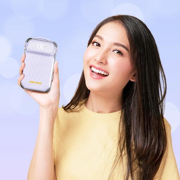 AWEI PowerBank P89K 10000mAh 38.5W fekete/fekete + PD/Lightning kábelek-3