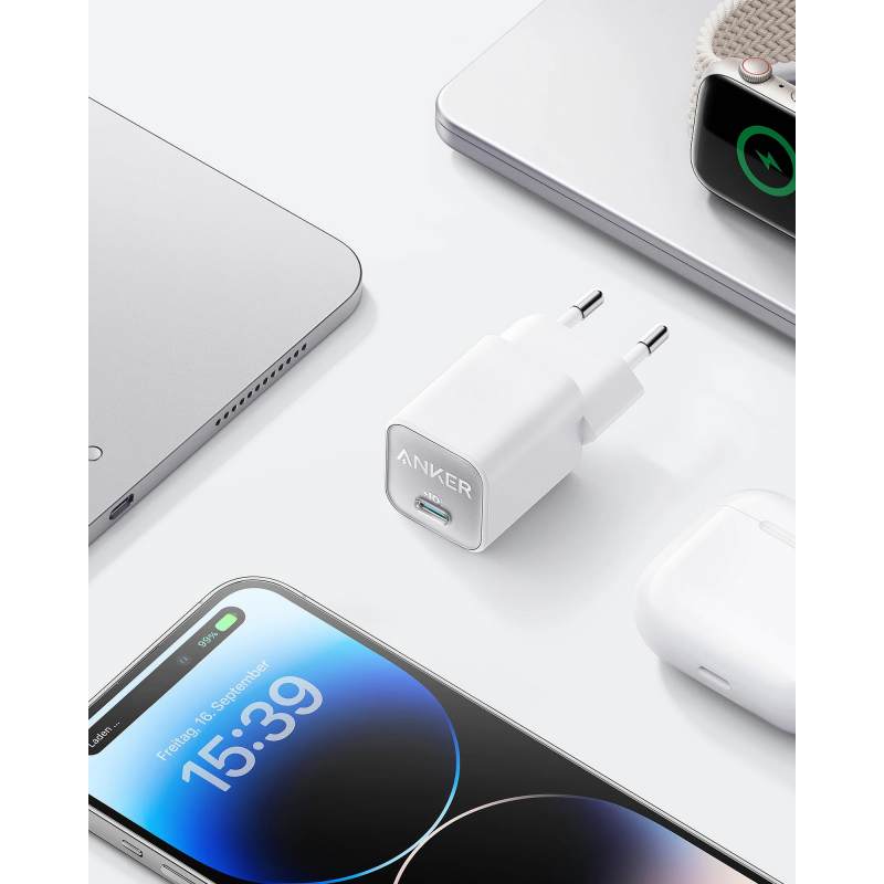 Hálózati Töltő Anker 511 Nano 3, 30W, 3A, 1 x USB-C, Fehér A2147G21-1