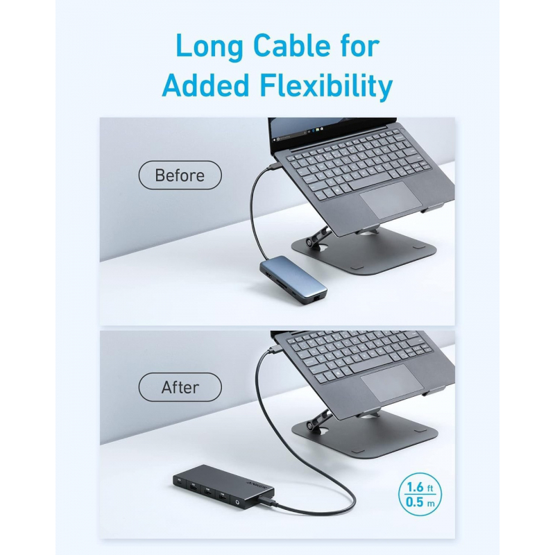 USB-C Hub Anker, 1 x USB-A 3.0 - 2 x USB-A - 3 x USB-C - 2 x HDMI - 1 x RJ45 - 1 x SD, Fekete A83A2G11-4