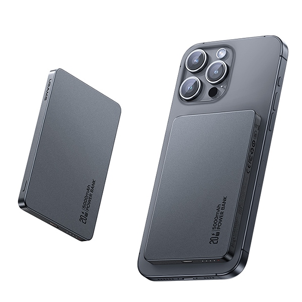 USAMS Indukciós Powerbank 5000mAh 20W PD Gyors Töltés ezüst CY Series 5KCD23101 (US-CD231)-1