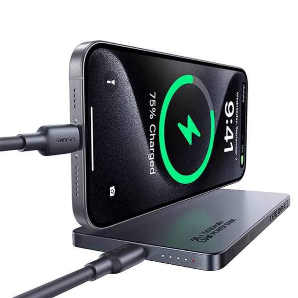 USAMS Indukciós Powerbank 5000mAh 20W PD Gyors Töltés ezüst CY Series 5KCD23101 (US-CD231)-2