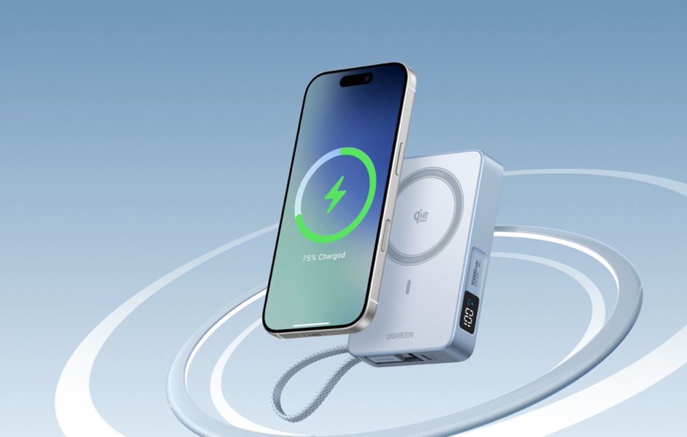 Ugreen MagFlow PB773 Magsafe powerbank 10000mAh, Qi2 25W (Szürke)-7