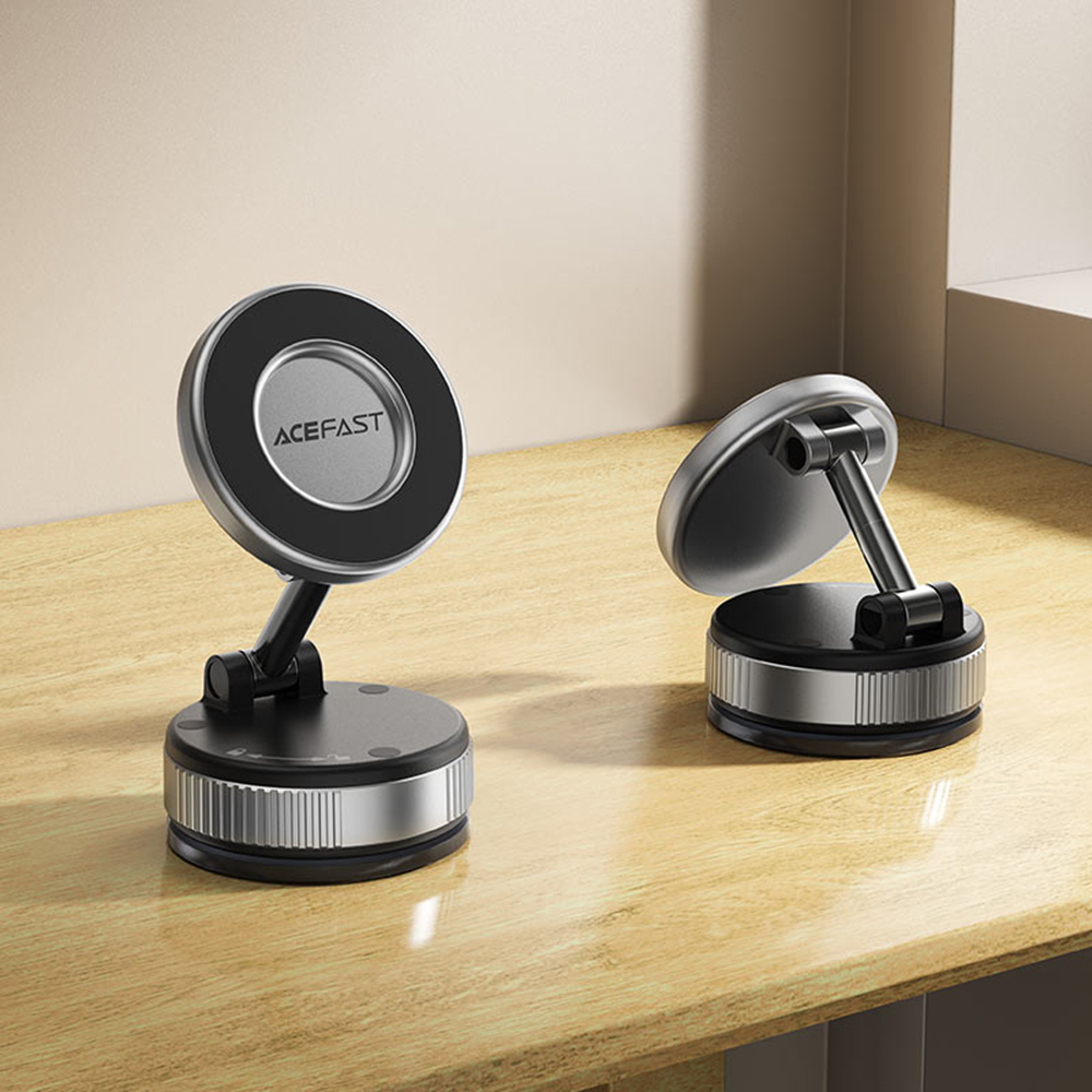Autós tartó vezeték nélküli töltéssel (E28) - Acefast - Műszerfalra, Erős Mágnesek, 110mAh - Fém Szürke-3