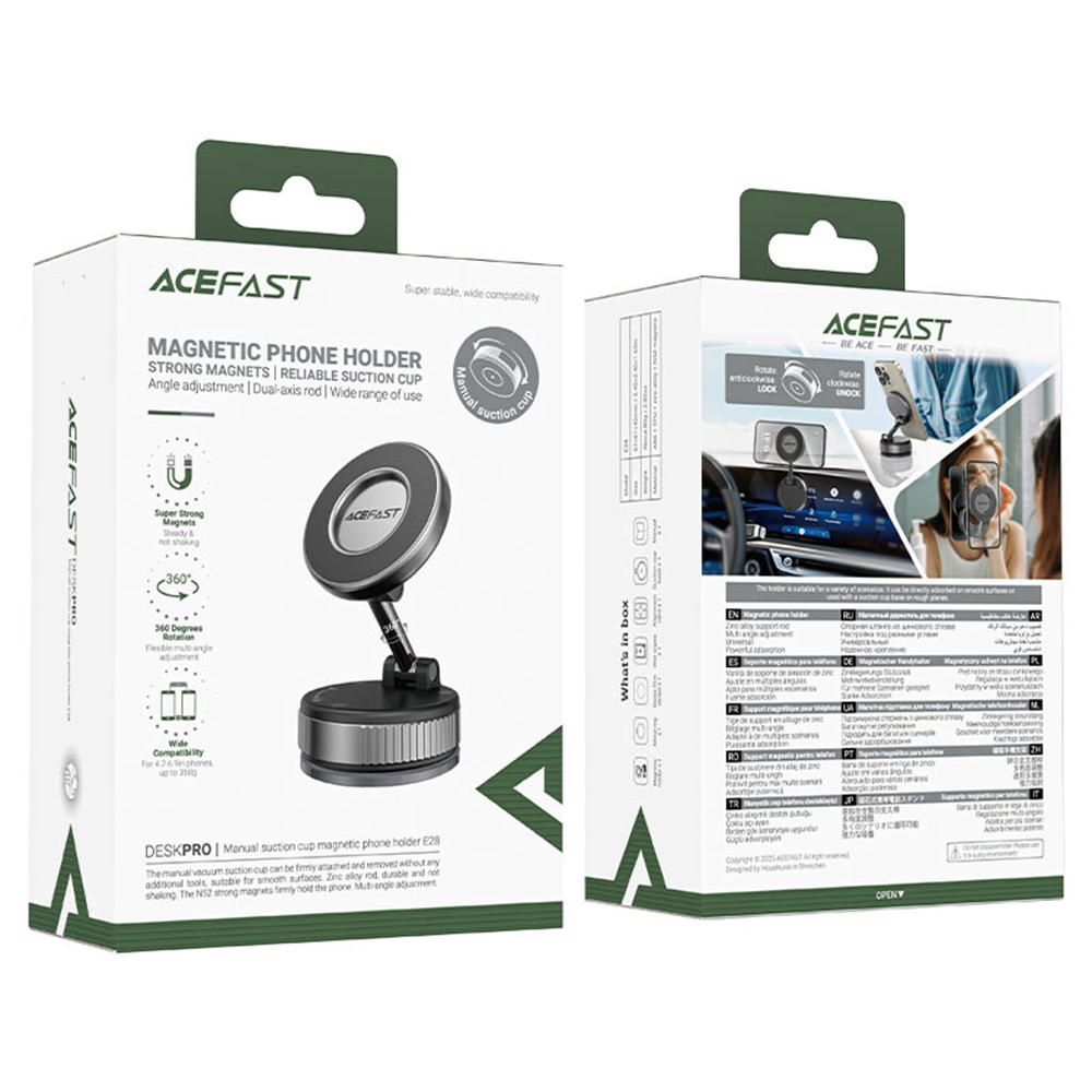 Autós tartó vezeték nélküli töltéssel (E28) - Acefast - Műszerfalra, Erős Mágnesek, 110mAh - Fém Szürke-6