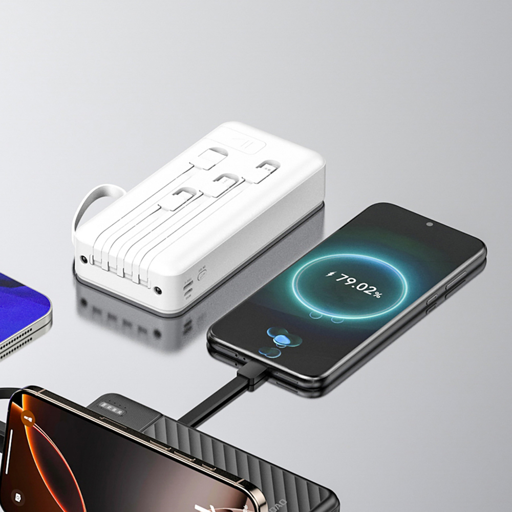Dudao K11 Pro 20000mAh Powerbank beépített kábelekkel - Fehér-1