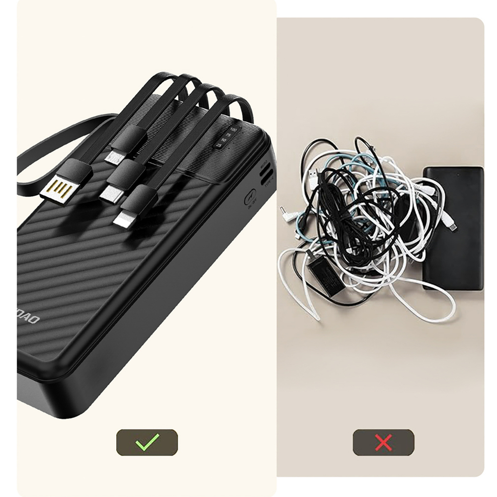Dudao K11 Pro 20000mAh Powerbank beépített kábelekkel - Fekete-6