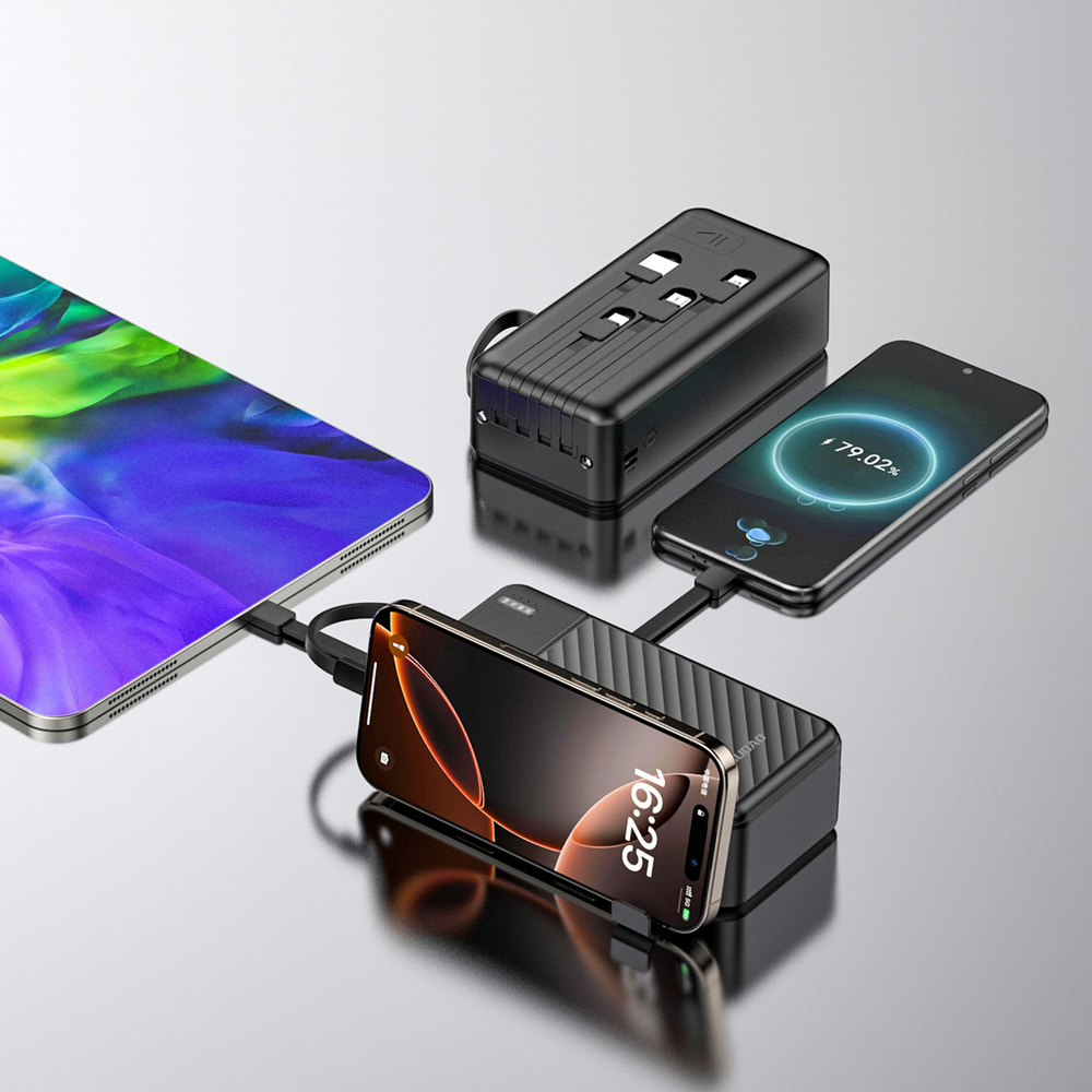 Dudao K11 Max 30000mAh Powerbank beépített kábelekkel - Fekete-2