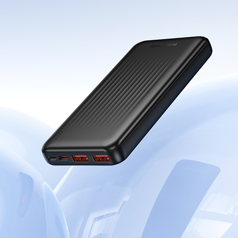 Borofone Power Bank 10000mAh BJ80 Clever - 2xUSB + Type C - QC 3.0 22,5W PD 20W fekete,-3