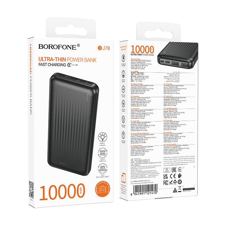 Borofone Power Bank 10000mAh BJ78 Clever - 2xUSB - fekete-5