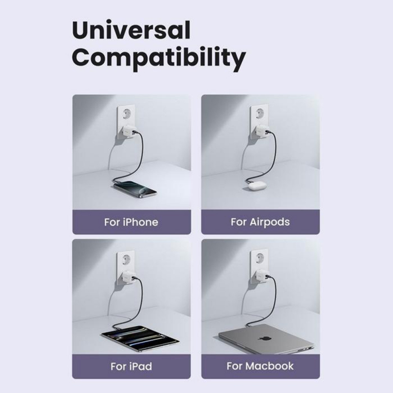 Hálózati töltő UGREEN X516, 30W, 3A, 1 x USB-A - 1 x USB-C, Fekete-4