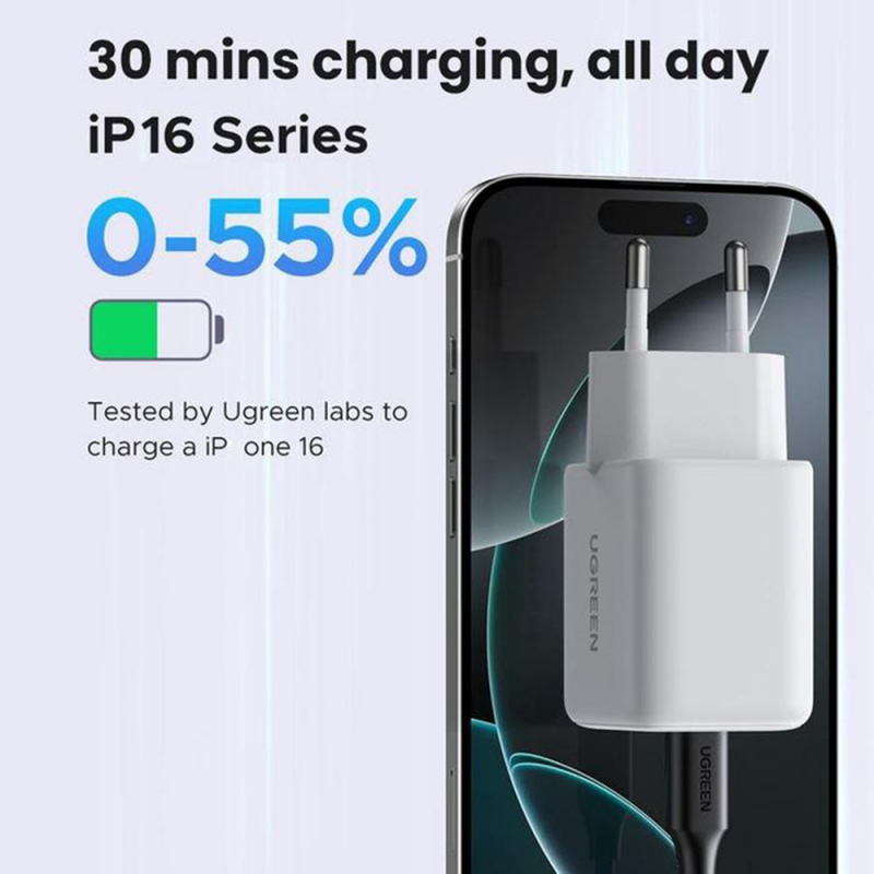Hálózati töltő UGREEN X516, 30W, 3A, 1 x USB-A - 1 x USB-C, Fekete-5