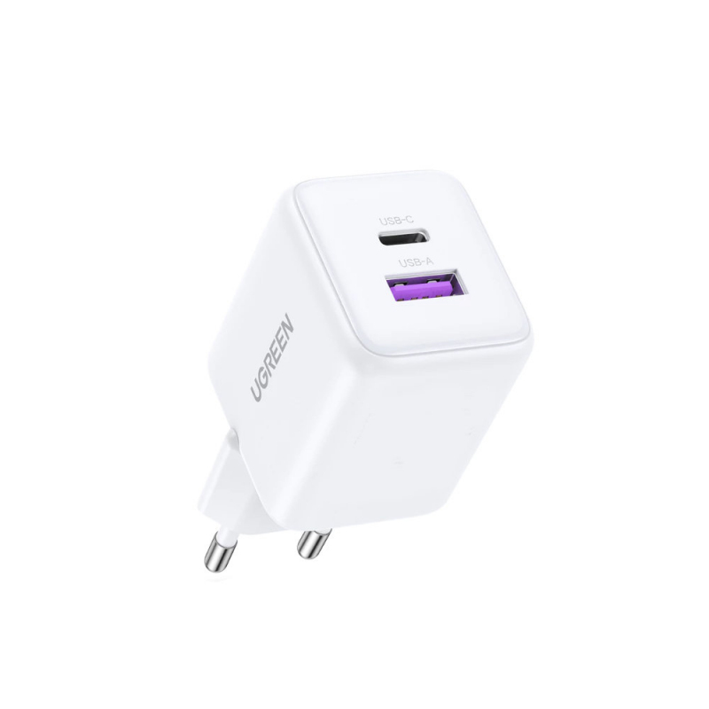 Fali töltő UGREEN X516, 30W, 3A, 1 x USB-A - 1 x USB-C, Fehér-0