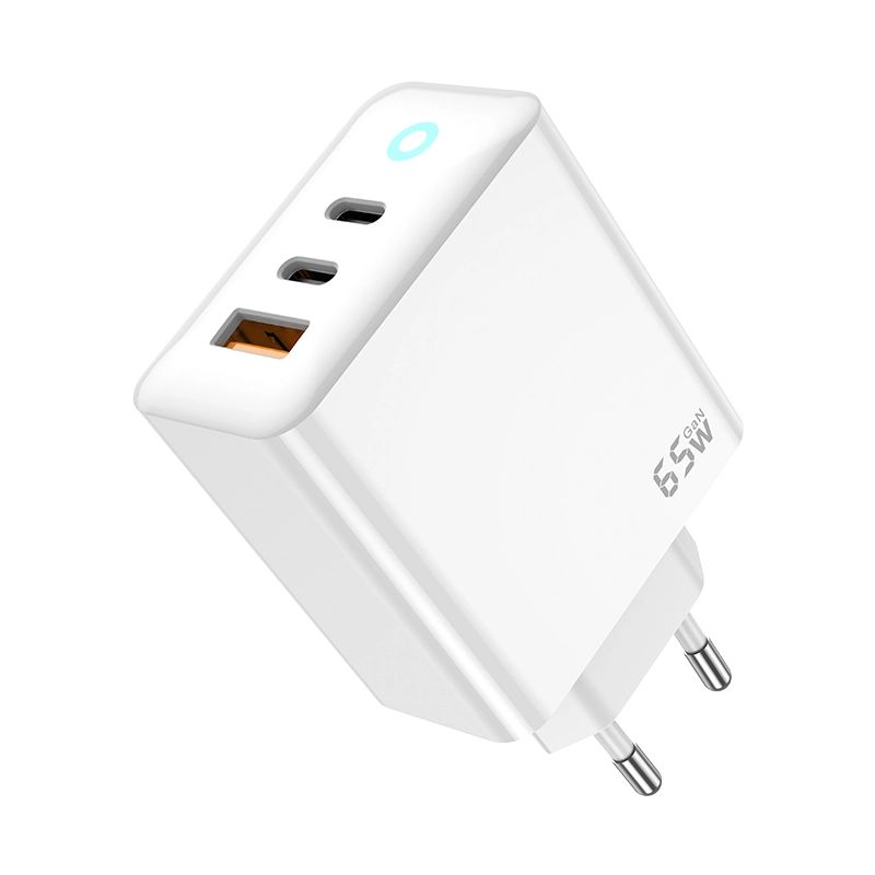 JELLICO hálózati töltő EU20 GaN PD 65W 2xUSB-C + 1xUSB QC3.0 fehér-1