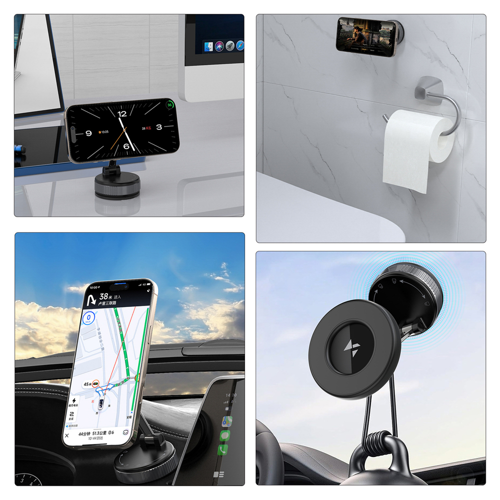 Wozinsky WUSM-01 mágneses autós telefontartó műszerfalra/szélvédőre - fekete-9