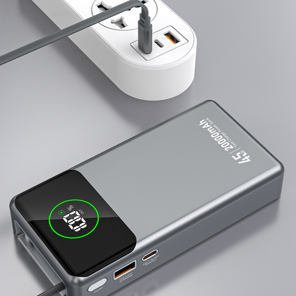 Powerbank Dudao K31 Pro 45W 20000mAh beépített, visszahúzható USB-C kábellel - szürke-1