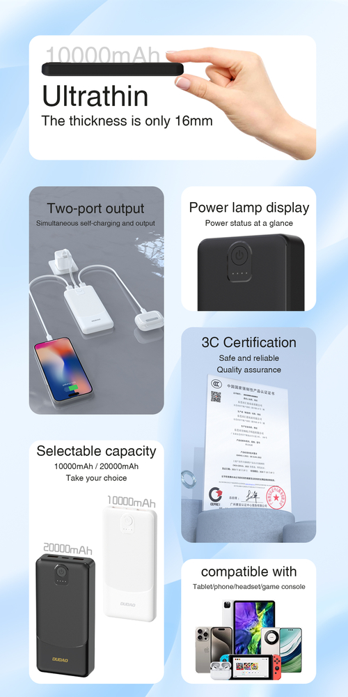 Powerbank Dudao K10 10000mAh 2.4A 2 x USB-A - fekete-2