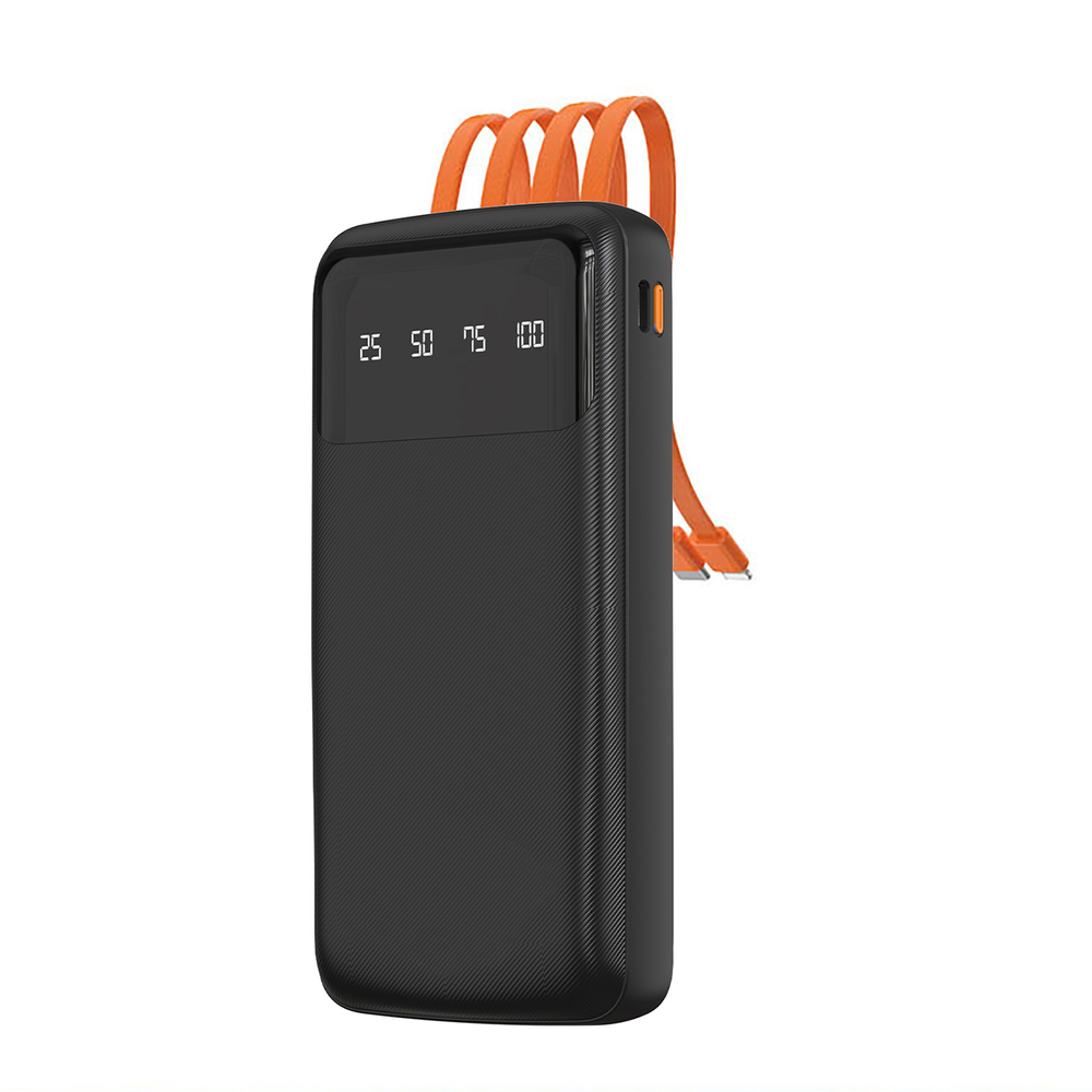 Dudao K6Pro Univerzális 10000mAh Powerbank USB Kábellel, USB Type C, Lightning Fekete (K6Pro-black)-0