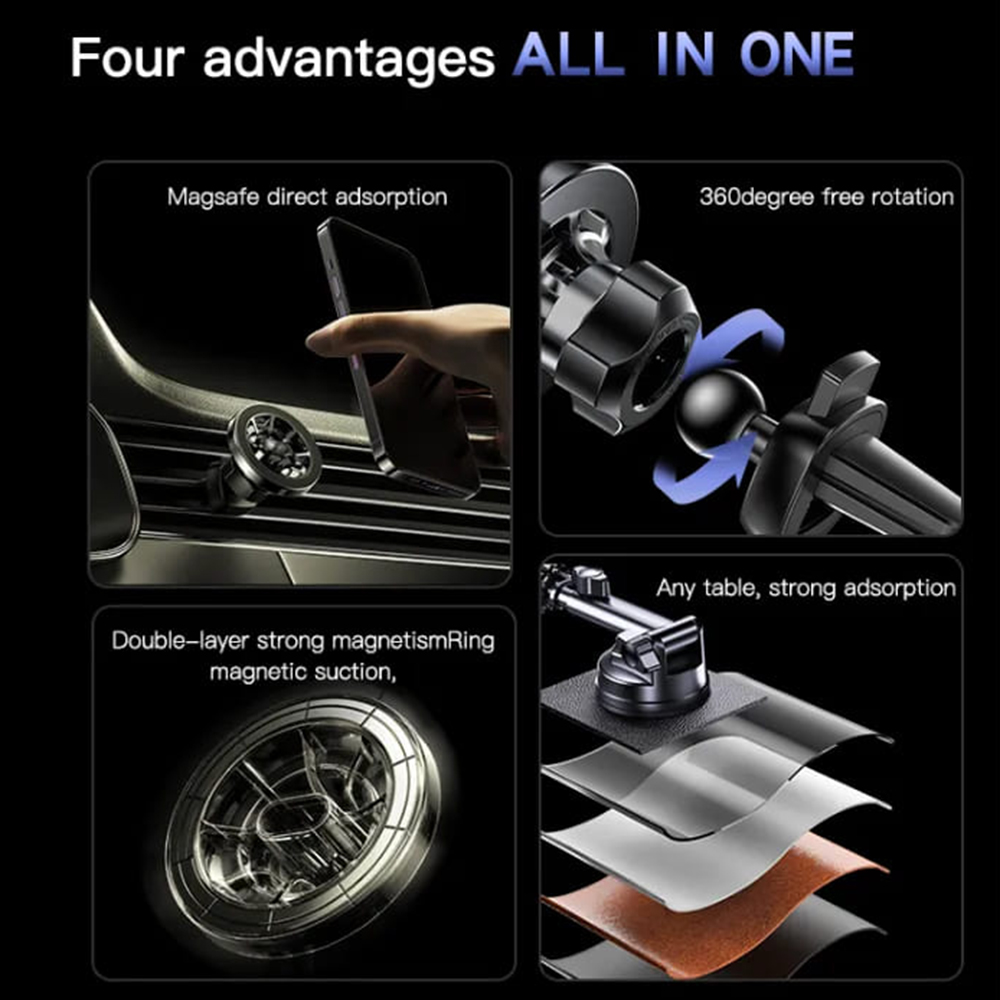 Yesido - Autós Telefontartó (C158) - Szélvédőre, Műszerfalra, Szellőzőrácsra - Fekete-6