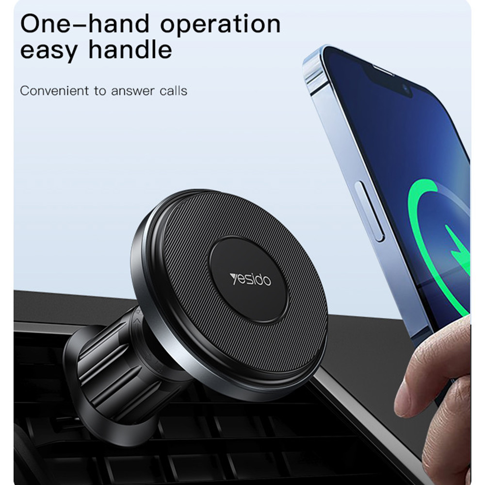 Yesido Autós tartó vezeték nélküli töltéssel (C190) - Szélvédőre, 360°, Intelligens azonosítás, 15 W - Fekete-2