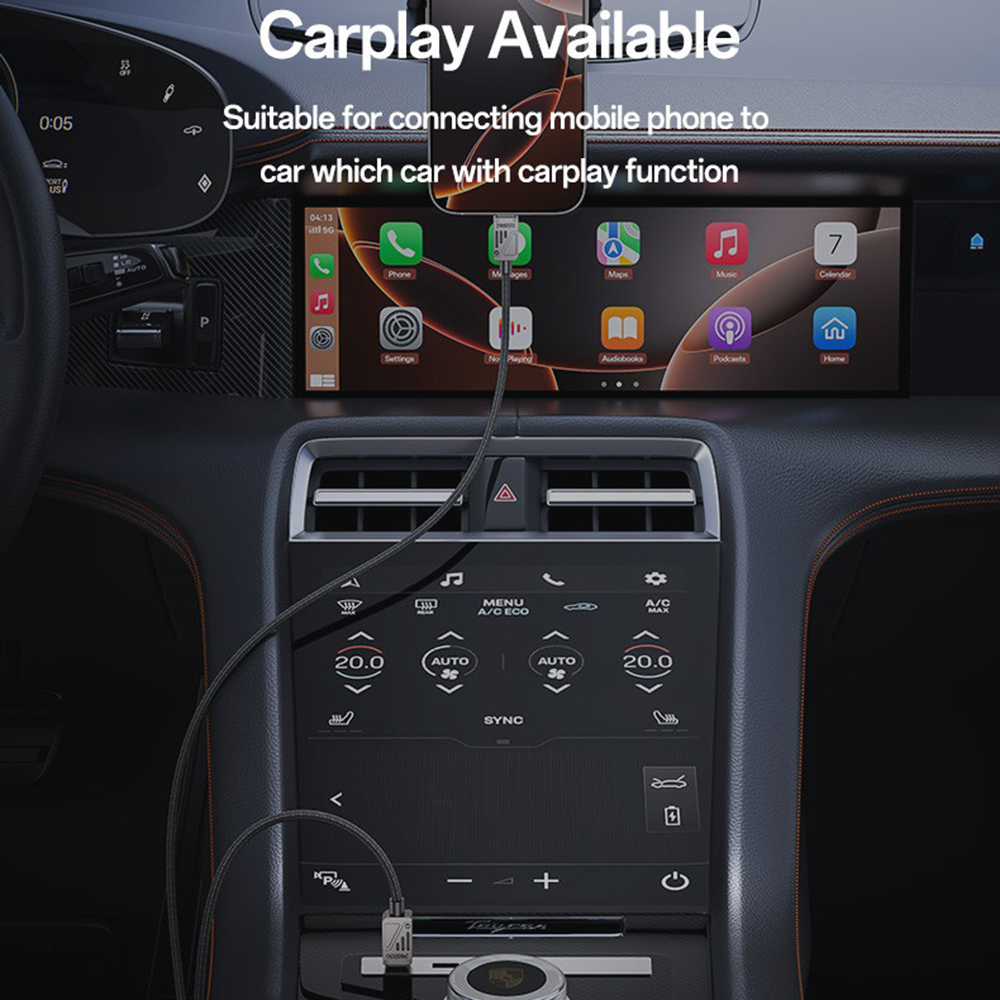 Yesido - Adatkábel (CA196) - Type-C to Type-C, Gyors töltés, 480Mbps, PD60W, CarPlay kompatibilis, cink ötvözet, 1.2m - Fekete-8