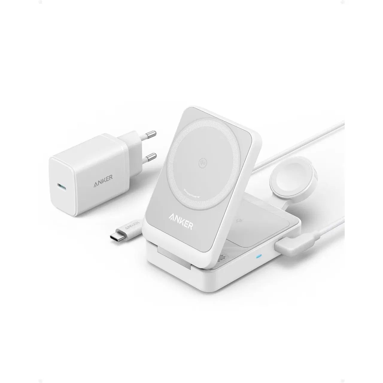 Anker Vezeték nélküli töltőállomás MagGo 3in1, 15W, 1.67A, Fehér B2557321-0