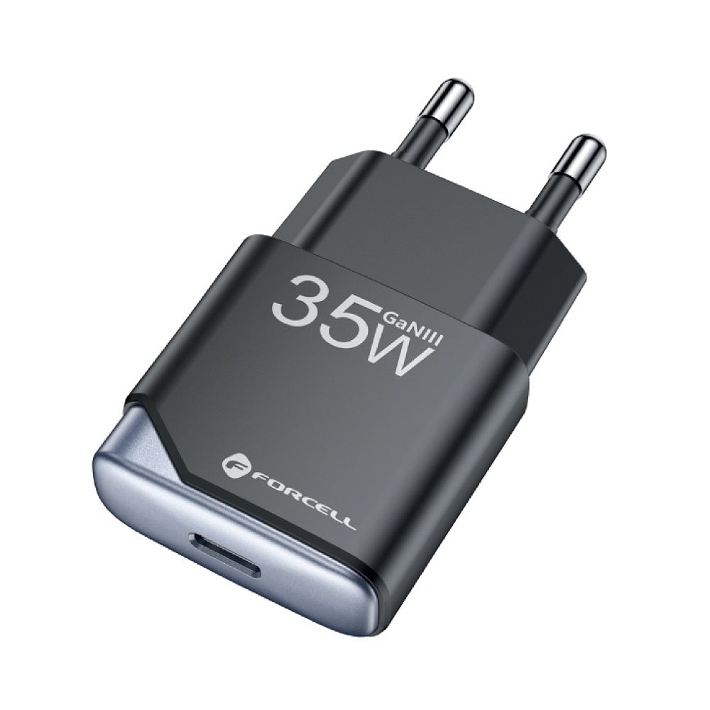 Forcell F-Energy Ultra Slim GaN III hálózati töltő, USB-C, PD/QC4.0, 3A/35 W, fekete (B135101-E)-0