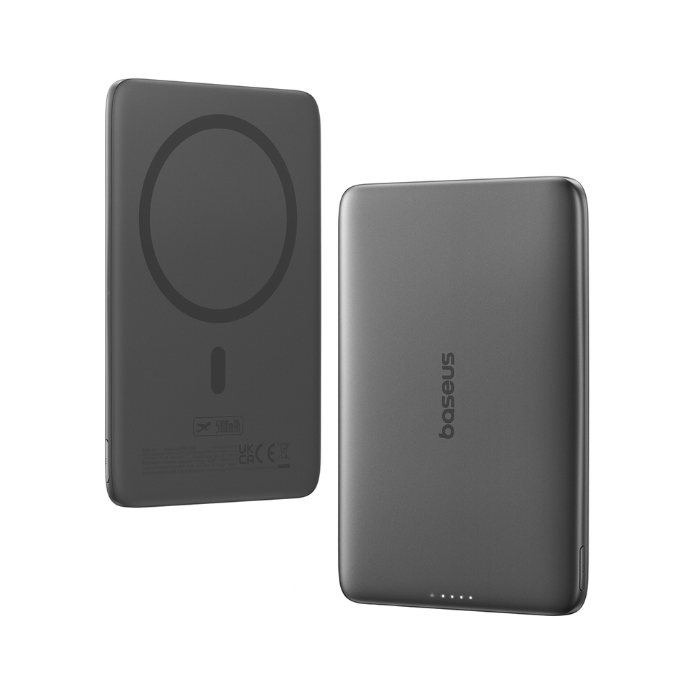 Baseus PicoGo AM41 Ultra-Karcsú 5000mAh 20W MagSafe Kompatibilis Power Bank Baseus Simple USB-C 60W 30cm Kábellel - Fekete-1