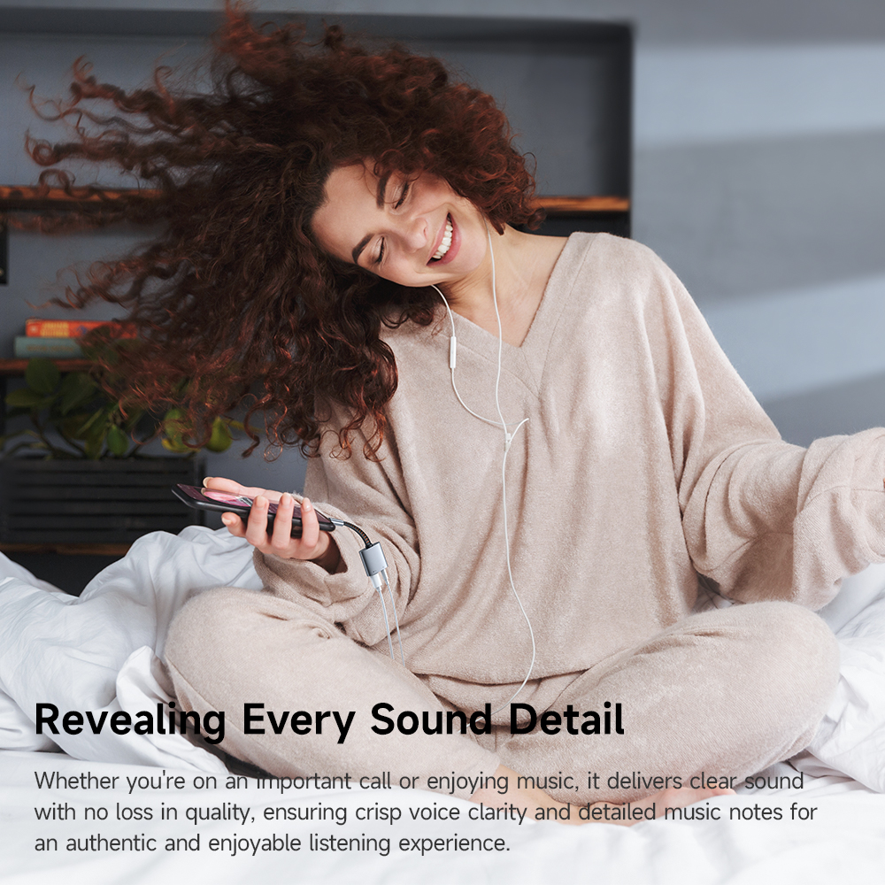 Mcdodo - Audio Adapter - USB-C to USB-C & DC 3.5mm, PD60W, Prémium Hangminőség, Alumínium Ötvözet/Nylon, 0.1m - Szürke DAC-2