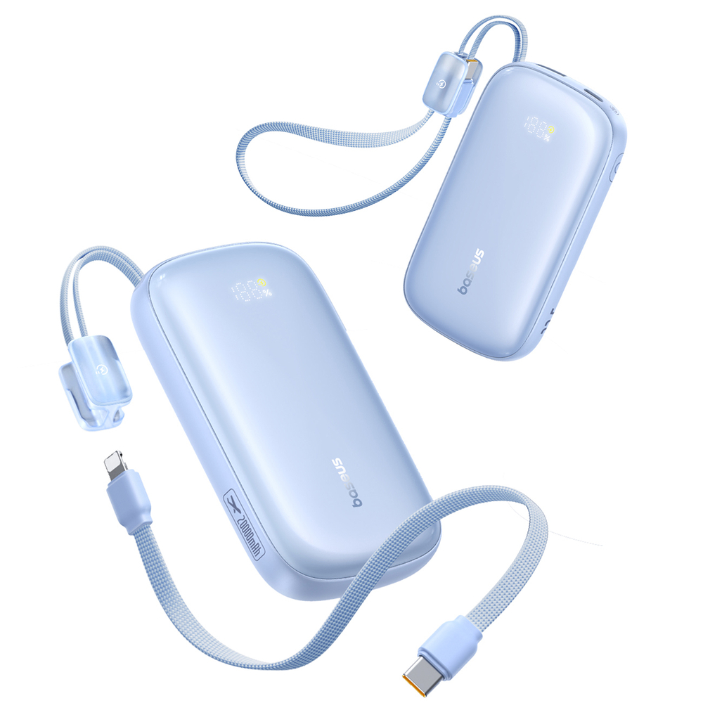 Baseus EnerFill FC21 Qpow 3 Ultra 20000mAh 22.5W Powerbank kijelzővel és kábellel - Kék-1