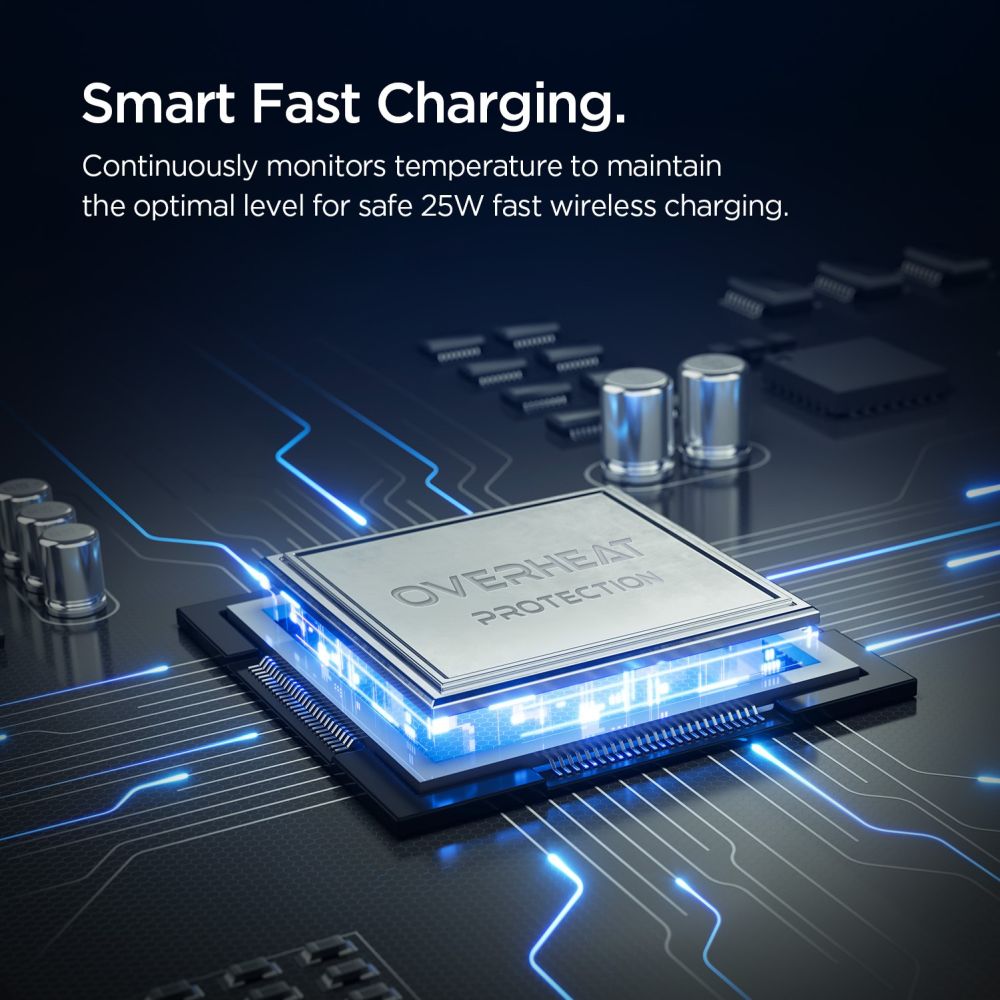 Spigen Essential EV25MFAQ Qi2.2 Peltier Mágneses Magsafe Autós Tartó Vezeték Nélküli Töltő Fekete-5