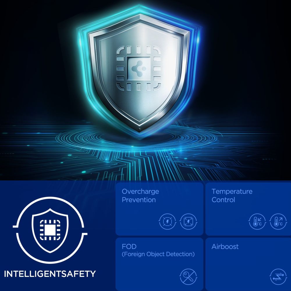 Spigen Essential EV25MFAQ Qi2.2 Peltier Mágneses Magsafe Autós Tartó Vezeték Nélküli Töltő Fekete-6