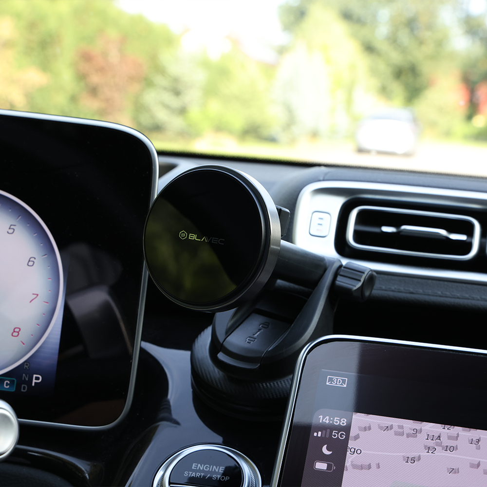 Blavec autós telefontartó BHC-01A mágneses vezeték nélküli töltéssel szélvédőre és műszerfalra (BHC01A-MWIB) fekete-2