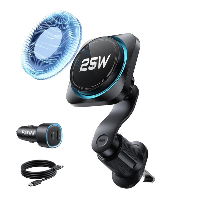 Fekete Esr Omnilock Cryoboost Mágneses Magsafe Autós Ventilátor Telefontartó Vezeték Nélküli Töltő Qi2.2 25W-0