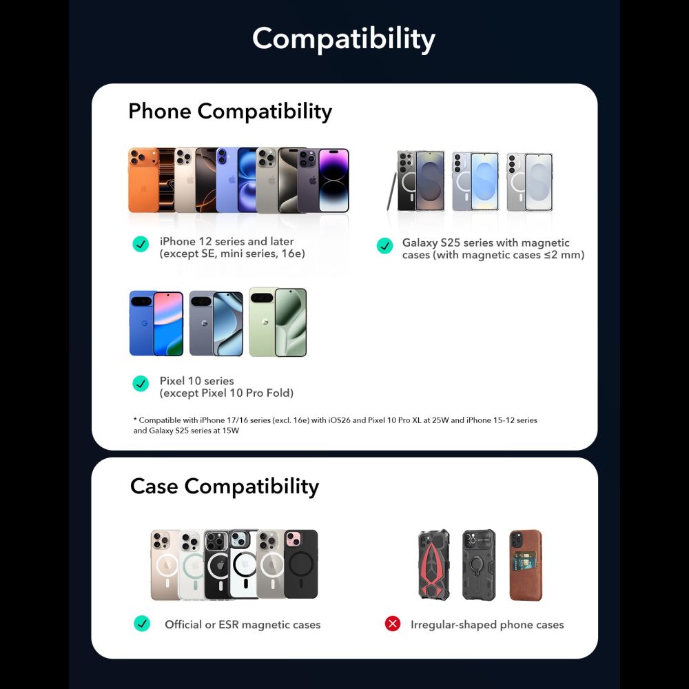 Fekete Esr Omnilock Cryoboost Mágneses Magsafe Autós Ventilátor Telefontartó Vezeték Nélküli Töltő Qi2.2 25W-7