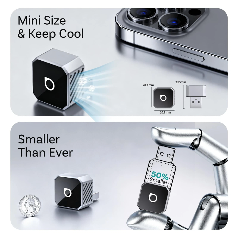 Wireless Carplay / Android Auto Adapter Ottocast Mini Cube Style C Apple iPhone / Android telefonokhoz, Fekete CP88-T3-2