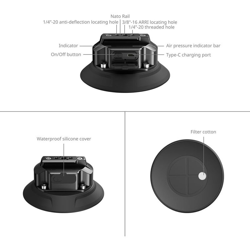 Smallrig 5398 12cm Electric Suction Cup Mount-3