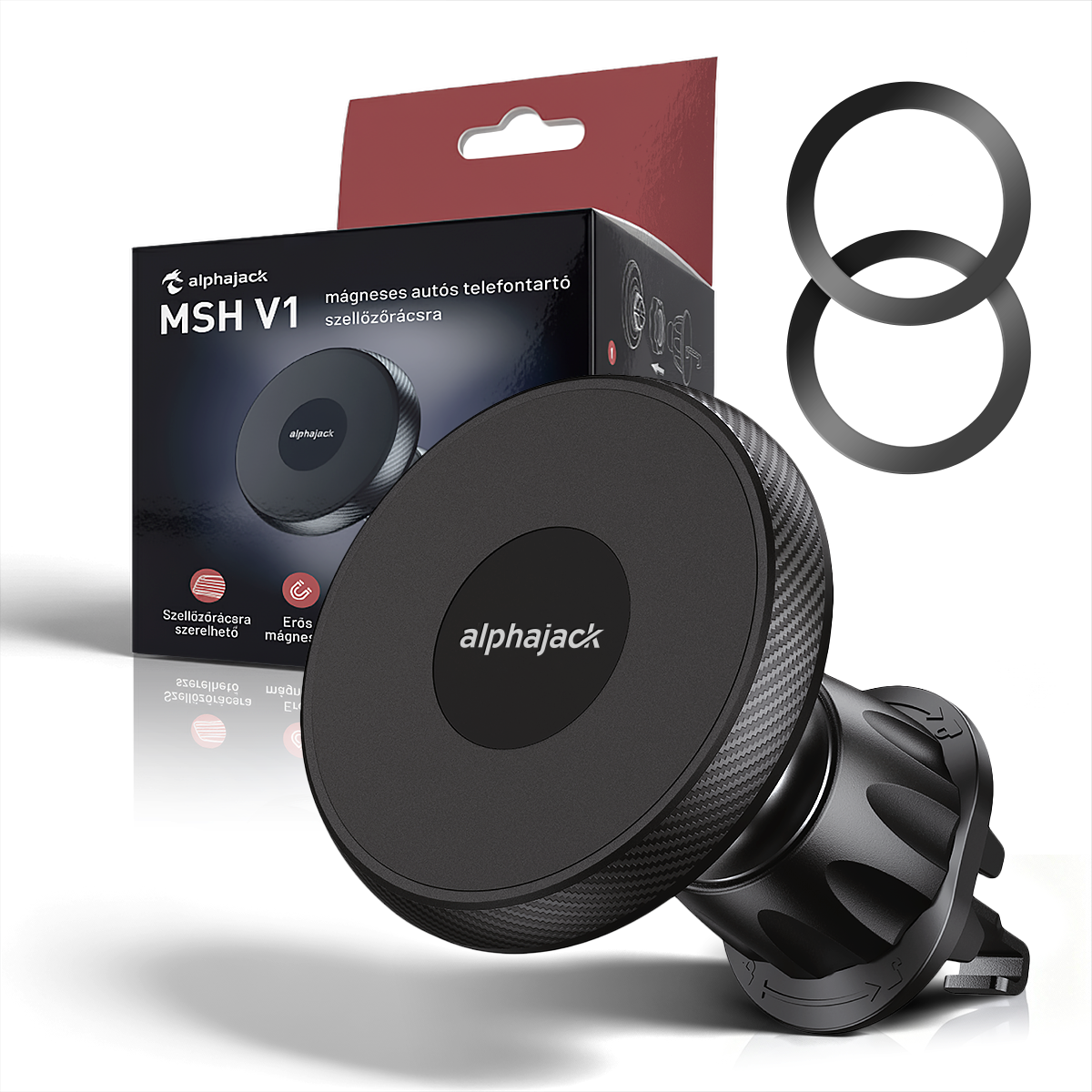 Alphajack MSH V1 mágneses autós telefontartó szellőzőre (Magsafe kompatibilis)-0