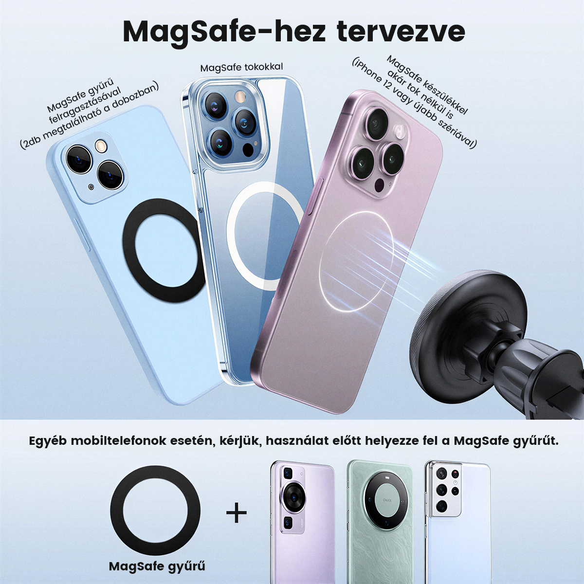 Alphajack MSH V1 mágneses autós telefontartó szellőzőre (Magsafe kompatibilis)-3