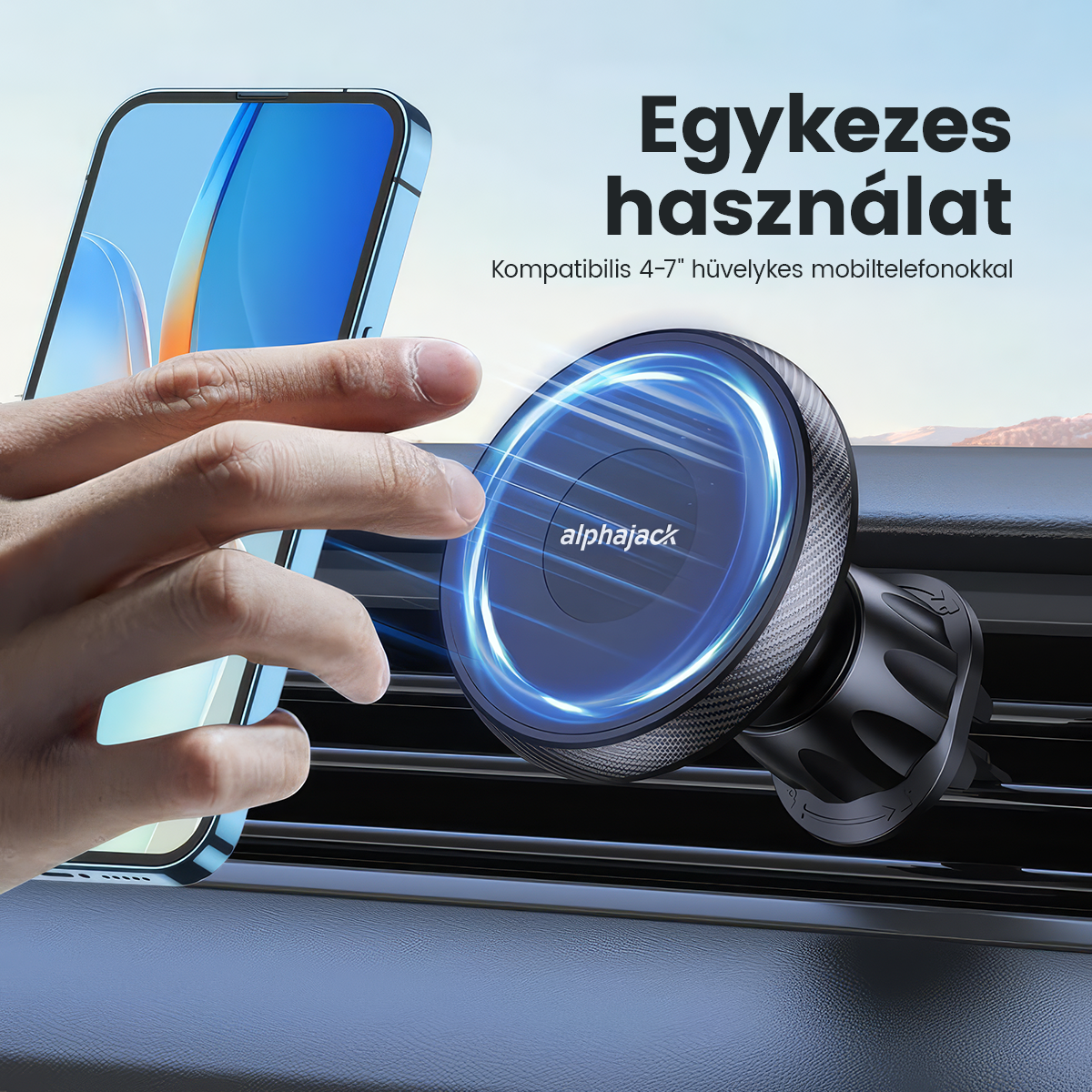 Alphajack MSH V1 mágneses autós telefontartó szellőzőre (Magsafe kompatibilis)-6