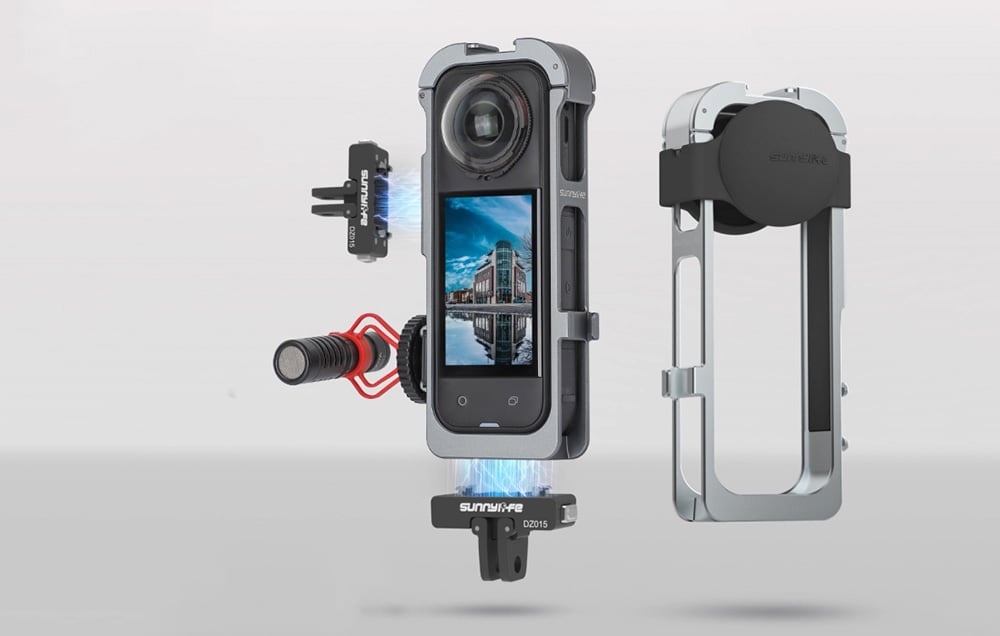 Sunnylife fém mágneses keret szilikon lencsevédővel Insta360 X5 készülékhez-4