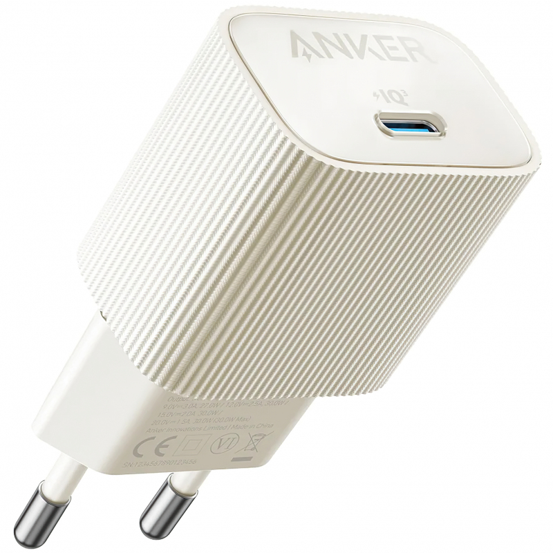 Hálózati Töltő Anker 511 Nano 4, 30W, 3A, 1 x USB-C, Fehér A2337G21-0