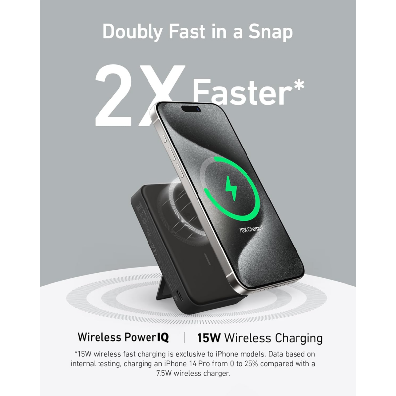 Powerbank Anker MagGo, 10000mAh, 27W, PD + FQI, Fekete A1654011-1